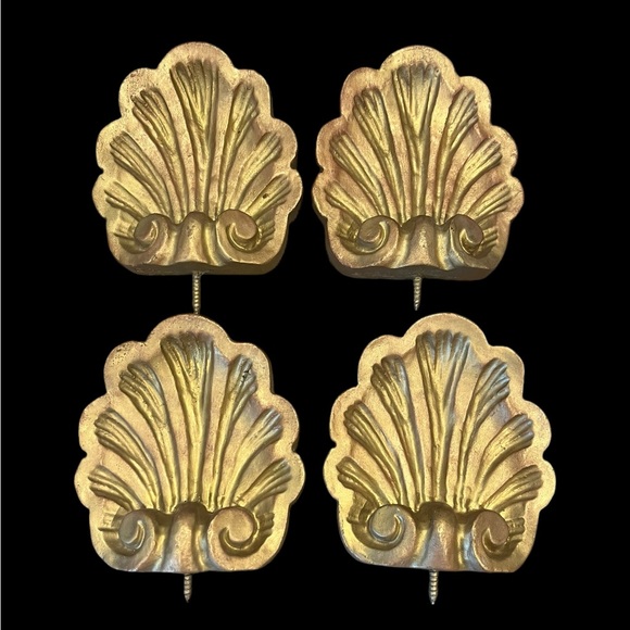 Vintage House Hollywood Regency Gold Tone Curtain Drapery Holds~Lot of 2 - Picture 2 of 10